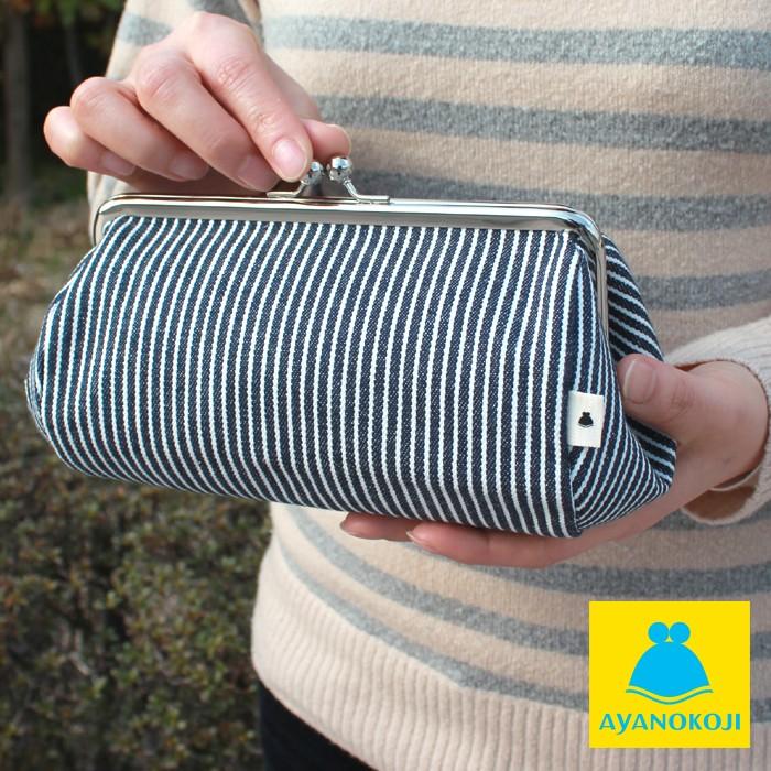 がま口 ポーチ Tawara型がま口コスメポーチ 大 綿布 ヒッコリー コスメポーチ 化粧ポーチ がま口 ポーチ 手作り が 受注生産品 M便 1 2 P Twr L Hick1609 Ayanokoji 通販 Yahoo ショッピング