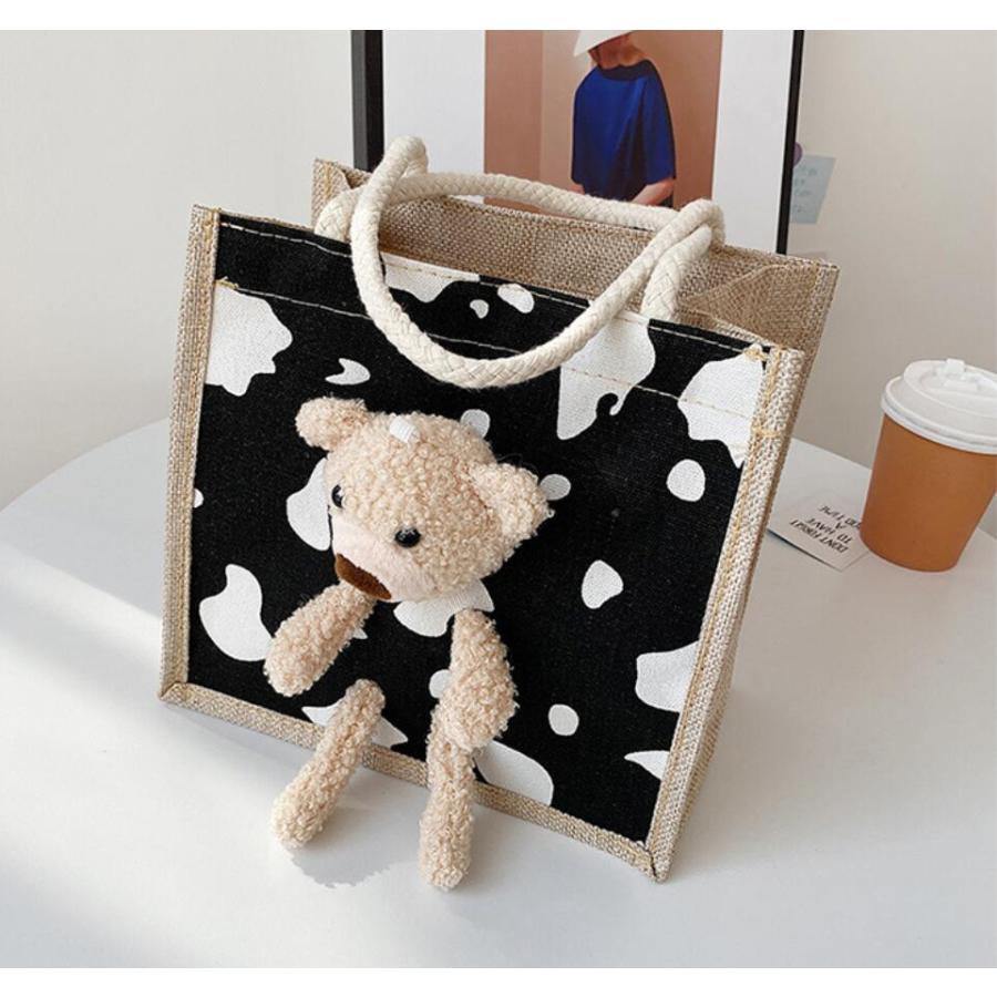 トートバッグ レディース キャンバス バッグ  大容量 エコバッグ 熊 カジュアル ハンドバッグ  旅行 ジュート 保育園 幼稚園 子供 |  | 02