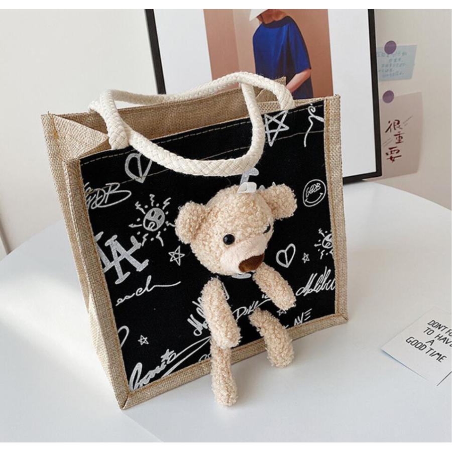 トートバッグ レディース キャンバス バッグ  大容量 エコバッグ 熊 カジュアル ハンドバッグ  旅行 ジュート 保育園 幼稚園 子供 |  | 03