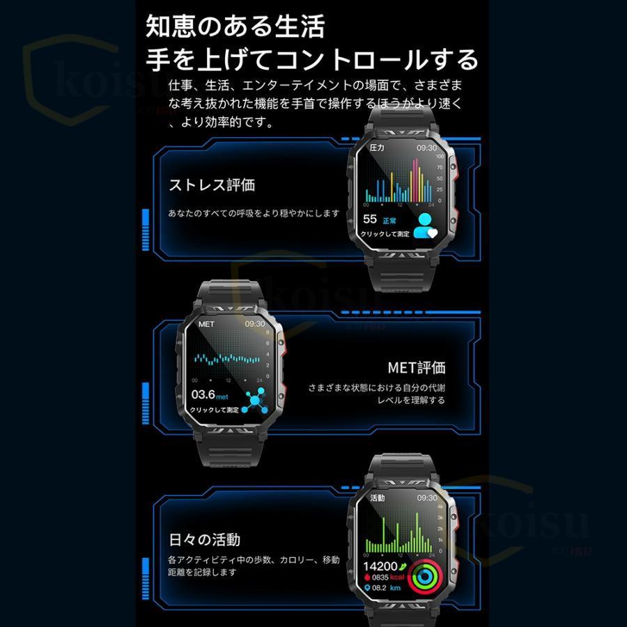 スマートウォッチ 日本製 センサー 軍用規格 通話機能 着信通知 血圧測定 24時間健康管理 心拍数 歩数計 多運動モード 高精度データ測定 父の日 プレゼント｜ayanoshojistore｜16