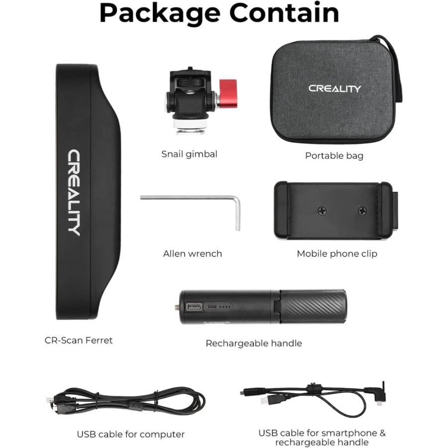 Creality 3Dスキャナー 3D Scanner CR-Scan Ferret 3D Printing 印刷用 30FPSのスキャン速度 0.1 mm精度 物体スキャン 3Dモデリング  (スキャナーキット)｜ayardshop｜13