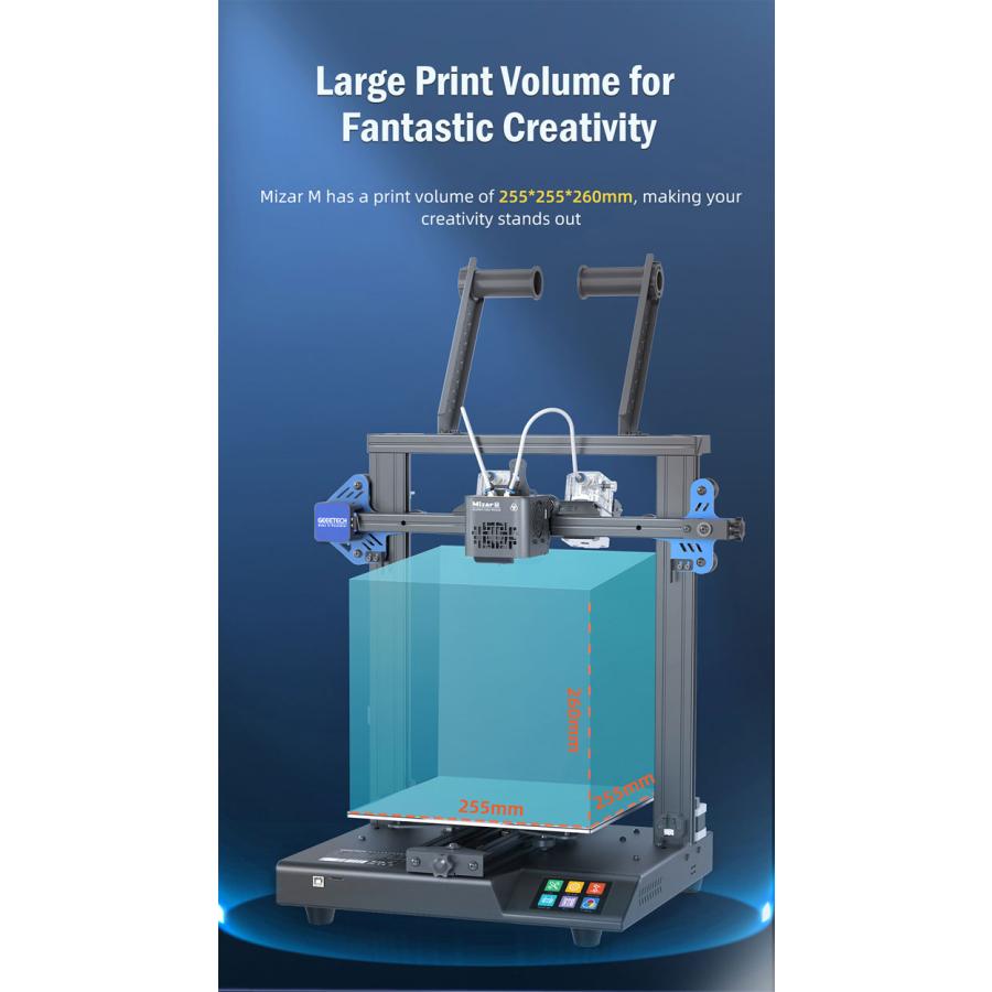 New Geeetech Mizar M Dual Extruder Multi Color 3D プリンター、デュアル Z 軸