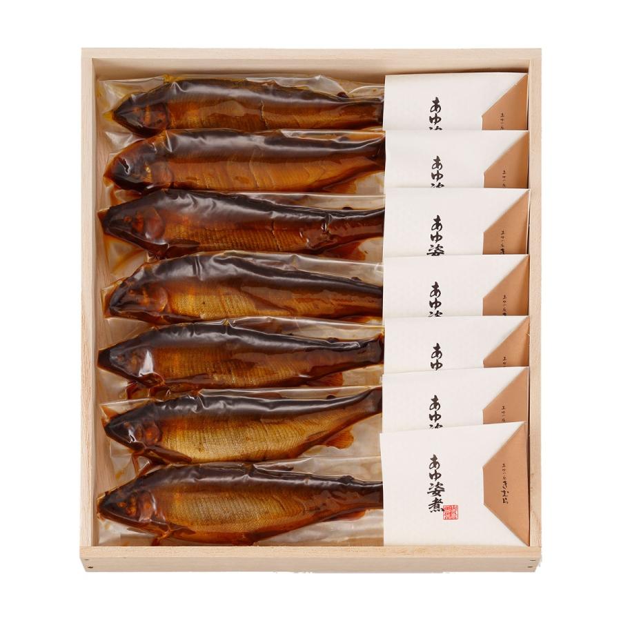 ギフト 鮎 甘露煮 あゆの姿煮 7〜8尾 木箱入 詰め合わせ セット [ あゆの店きむら / A40 ] 鮎 あゆ アユ 姿煮 甘露煮 佃煮 琵琶湖 |  | 01