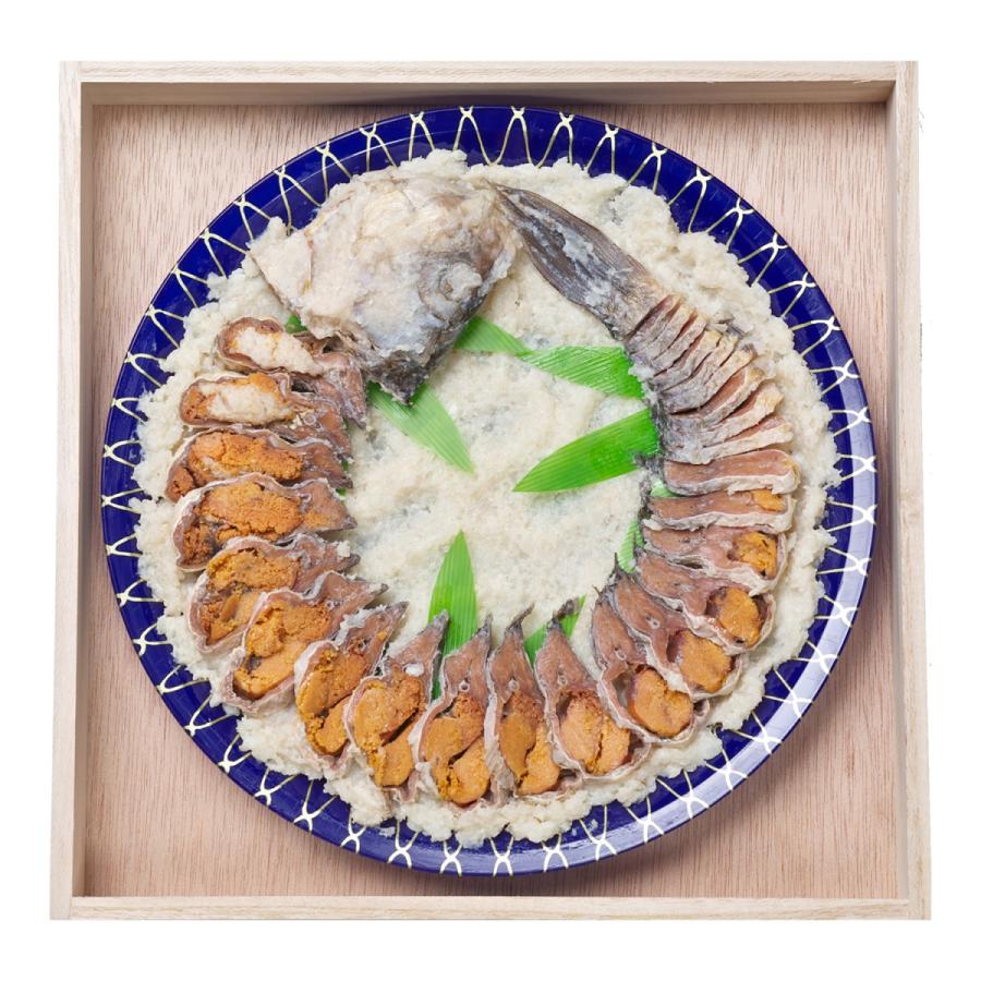 ギフト 珍味 肴 滋賀 鮒寿し 子持ち スライス 大サイズ 木箱入 天然 ニゴロブナ [ あゆの店きむら ] 鮒ずし 鮒寿司 ふなずし お取り寄せ グルメ ご当地 |  | 01