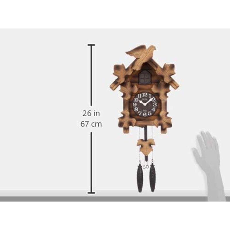 リズム(RHYTHM)　鳩時計　掛け時計　Made　本格的ふいご式　木　54.0(重錘含まず)×30.5×1　日本製　茶色　Japan　in