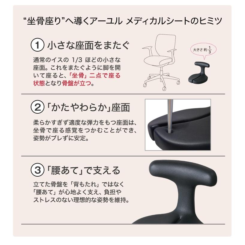 座椅子 1人掛け 腰痛 おしゃれ 姿勢 集中力 学習 コンパクト 骨盤 坐骨 腰痛クッション アーユルチェアー メディカルシート(座イス＆座面シートタイプ)_10