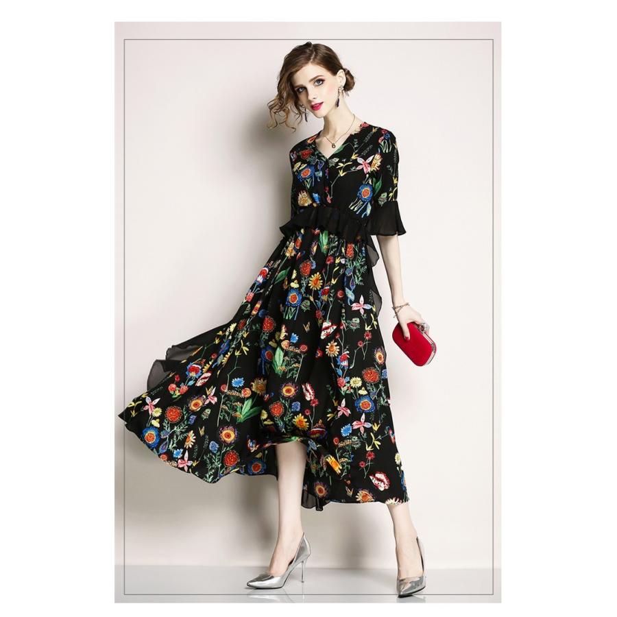ロングワンピース レディース 40代 きれいめ シフォンワンピース 花柄 Aラインワンピース ボヘミアン リゾートワンピース 体型カバー 夏ワンピース 着痩せ Y アユストア 通販 Yahoo ショッピング