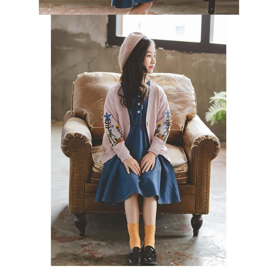 子供服 2点セット 長袖 デニム ワンピース 花柄 ニット カーディガン 女の子 子ども服 キッズ 女児 可愛い 春秋 セットアップ 学生服 Y46 アユストア 通販 Yahoo ショッピング