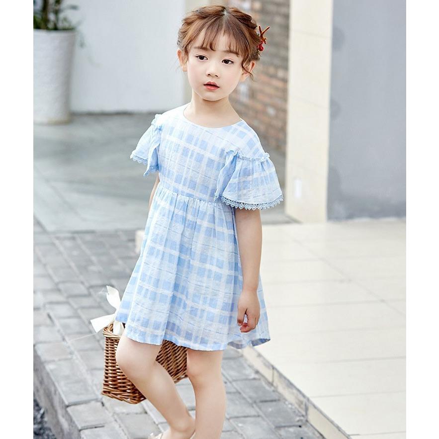 子供服 ワンピース 韓国子供服 女の子 ワンピース 膝丈 キッズ 袖あり ドレス チェック柄 可愛い 夏服 通学着 通園着 Y アユストア 通販 Yahoo ショッピング