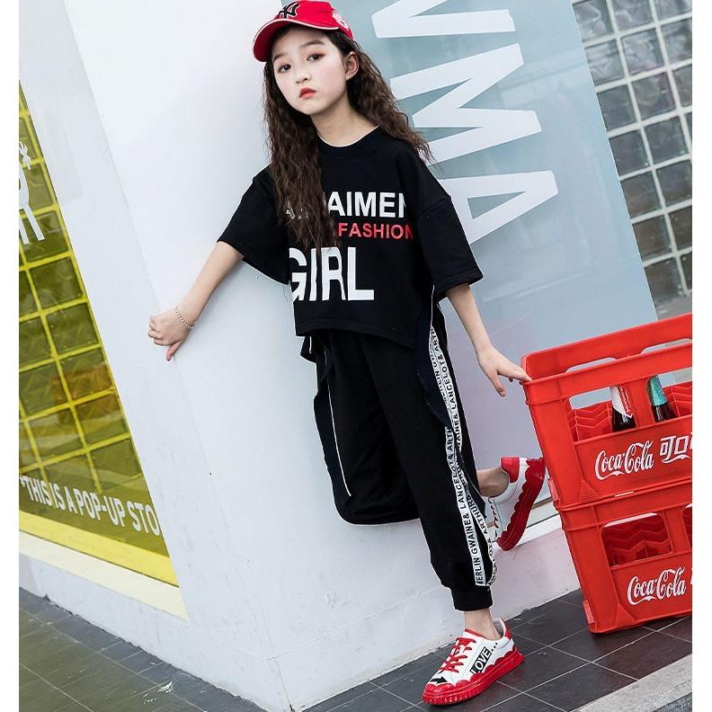子供服 ジャージ セットアップ キッズ ダンス衣装 女の子 上下セット 2点セット トップス 半袖 Tシャツ 七分丈パンツ 可愛い 春夏 通学着 通園着 Y アユストア 通販 Yahoo ショッピング
