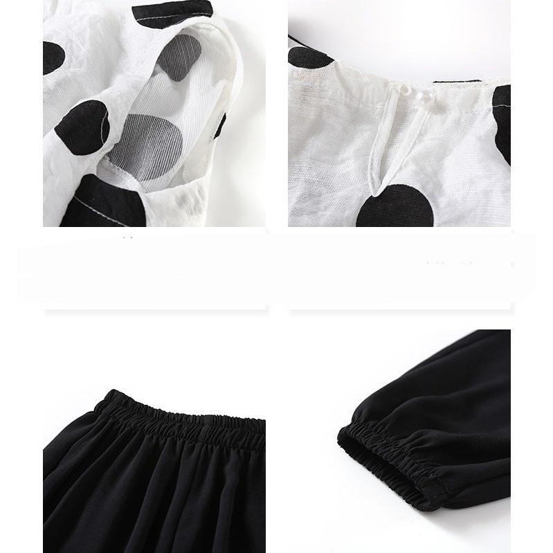 子供服 セットアップ 夏 女の子 キッズ 韓国子供服 2点セット トップス ノースリーブ ドット柄 ボトムス 七分丈パンツ 可愛い おしゃれ 通学着 通園着 Y アユストア 通販 Yahoo ショッピング