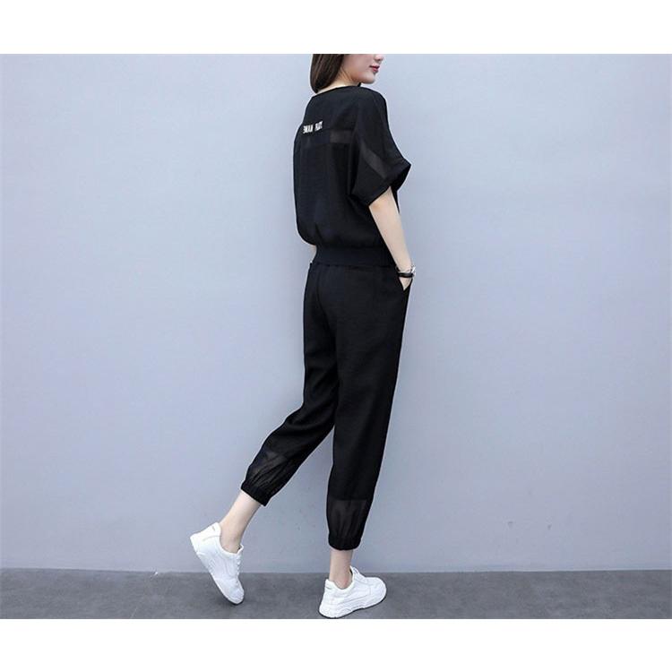 ジャージ セットアップ レディース 夏 40代 きれいめ 上下セット Tシャツ 半袖 九分丈パンツ 運動服 部屋着 韓国風 カジュアル お洒落 着痩せ Y アユストア 通販 Yahoo ショッピング