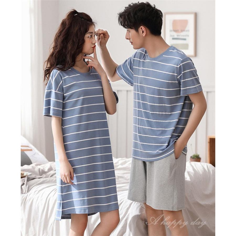 パジャマ カップル 夏 ペアパジャマ ルームウェア レディース メンズ 恋人 お揃い セット 半袖 Tシャツ ワンピース 部屋着 おしゃれ 寝間着 カジュアル 薄手 Y アユストア 通販 Yahoo ショッピング