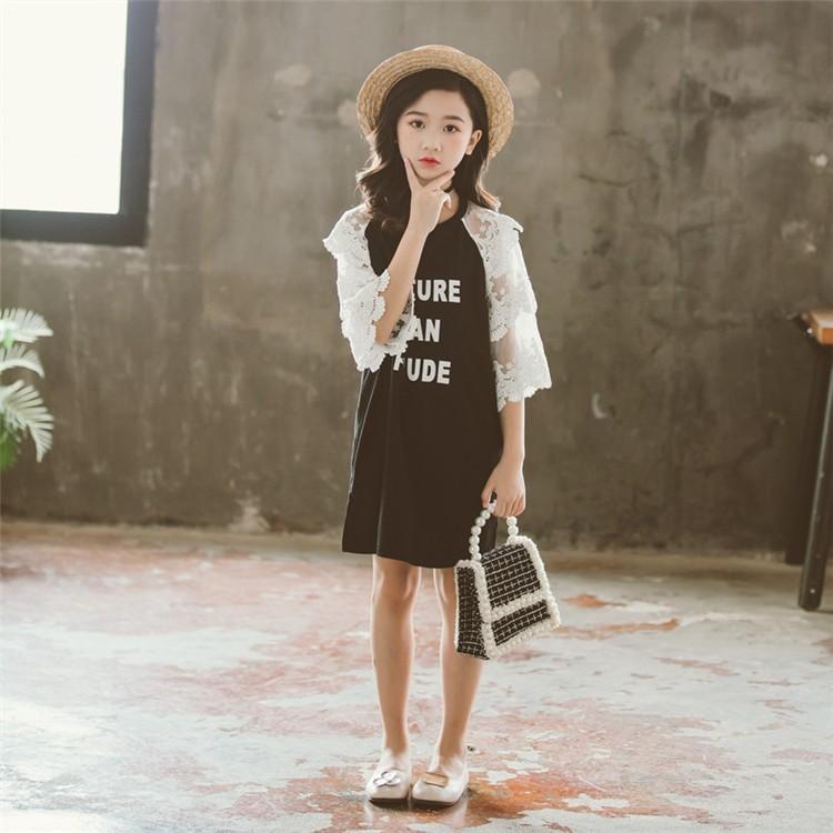 子供服 ワンピース 子供ドレス Dress キッズ 韓国子供服 女の子 ジュニア 夏 七分袖 レース 膝丈 ベビー ワンピース おしゃれ 可愛い 通学着 通園着 Y アユストア 通販 Yahoo ショッピング