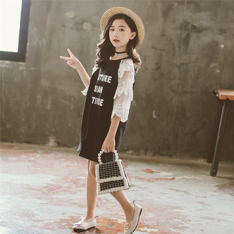 子供服 ワンピース 子供ドレス Dress キッズ 韓国子供服 女の子 ジュニア 夏 七分袖 レース 膝丈 ベビー ワンピース おしゃれ 可愛い 通学着 通園着 Y アユストア 通販 Yahoo ショッピング