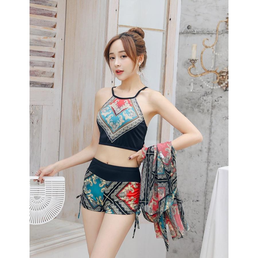 水着 レディース 体型カバー 40代 30代 代 3点セット 上下 ママ水着 花柄 ビキニ ショートパンツ 着痩せ セクシー 可愛い 温泉 海水浴 水泳 2色 新作 Y アユストア 通販 Yahoo ショッピング