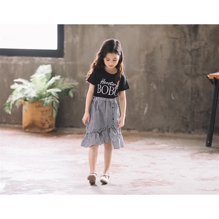 子供服 ワンピース キッズ 子供ドレス Dress 韓国子供服 ジュニア 女の子 夏 半袖 膝丈ワンピース チェック柄 カジュアル おしゃれ 可愛い 通学着 通園着 Y4505 アユストア 通販 Yahoo ショッピング