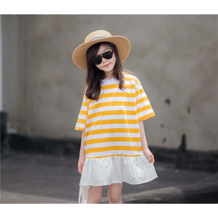Seasonal Wrap入荷 子供服 ワンピース キッズ 子供ドレス Dress 親子ペア 韓国子供服 ジュニア 女子 夏 半袖 膝丈 ストライプ カジュアル おしゃれ 可愛い 通学着 通園着 新品 Dprd Jatimprov Go Id