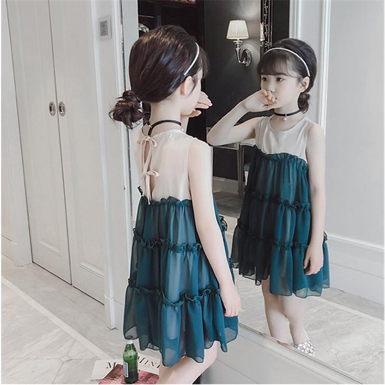 子供服 ワンピース キッズ 子供ドレス Dress 韓国子供服 ジュニア 女の子 夏 ノースリーブ 膝丈 シフォン カジュアル おしゃれ 可愛い 通学着 通園着 新品 Y アユストア 通販 Yahoo ショッピング