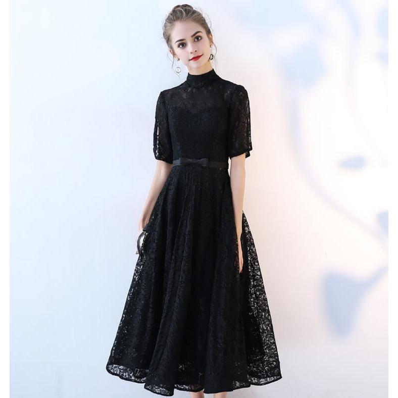 パーティードレス 大きいサイズ ロング丈 結婚式 40代 袖あり 半袖 フォーマルドレス レースワンピース お呼ばれ 二次会 披露宴 謝恩会 黒 上品 おしゃれ 大人 Y4509 アユストア 通販 Yahoo ショッピング