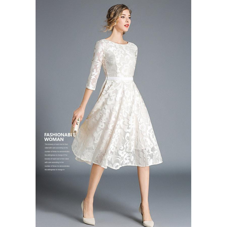 パーティードレス 大きいサイズ ロング丈 結婚式 40代 袖あり 七分袖 フォーマルドレス レースワンピース お呼ばれ 二次会 披露宴 上品 おしゃれ 大人 着痩せ Y アユストア 通販 Yahoo ショッピング