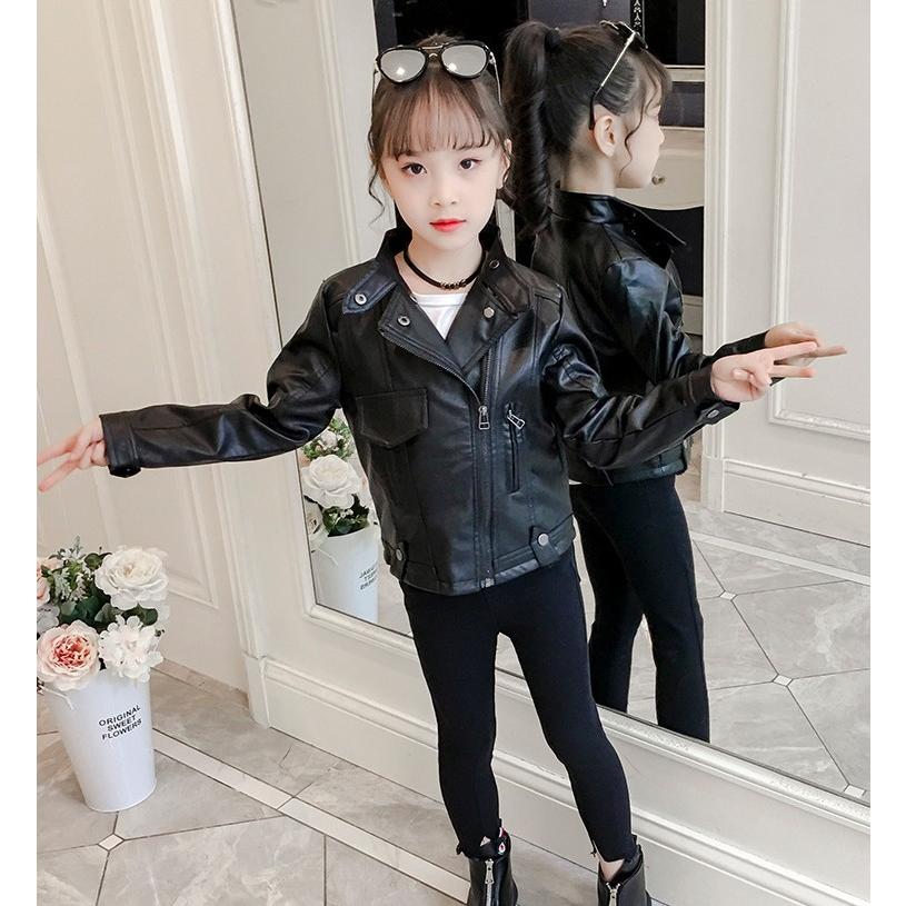 子供服 女の子 キッズ レザージャケット アウター 長袖 春秋 革ジャン Puジャケット 春コート ライダースジャケット ジュニア 防寒 お出かけ おしゃれ 可愛い Y アユストア 通販 Yahoo ショッピング