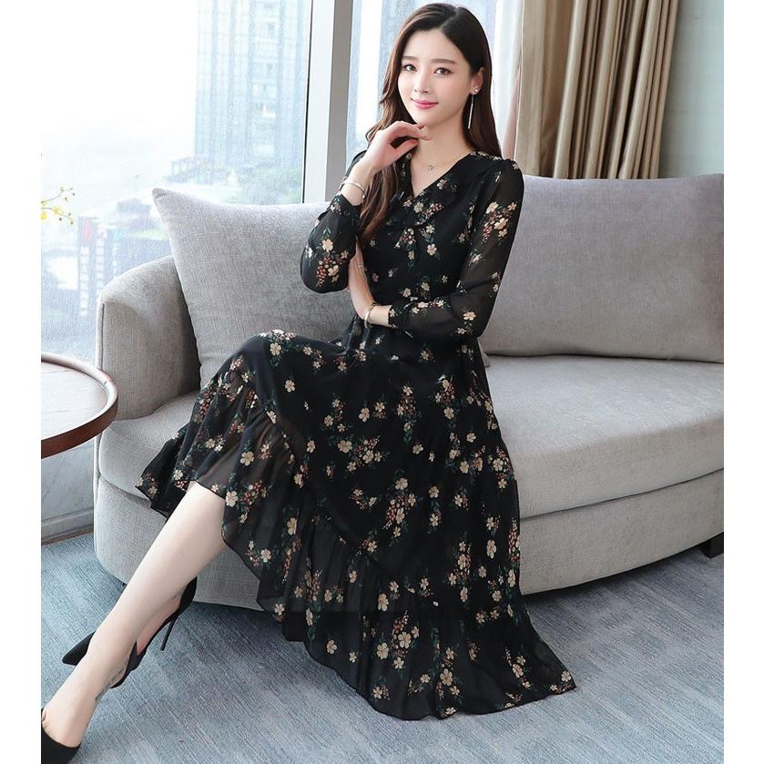 数量は多 上品 春秋肩出 膝丈ワンピース Uネックシフォンパーティードレス韓国風 ワンピースレディース40代きれいめ オシャレゆったり通勤大人ol クリアランス Www Iacymperu Org