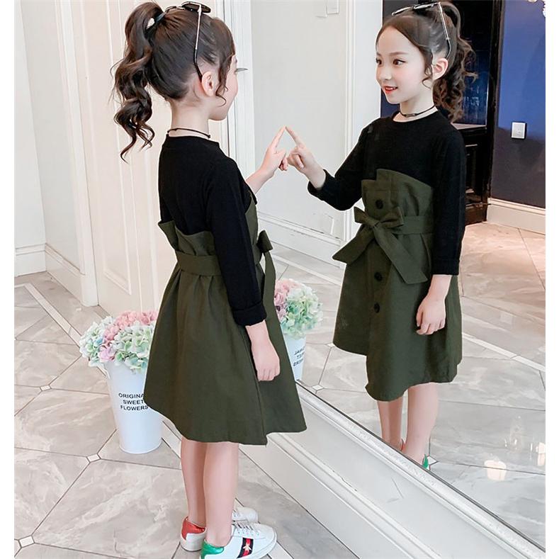 子供服 ワンピース 女の子 長袖 子供ドレス Dress キッズ 春秋 秋着 膝丈ワンピース 丸首 蝶結び 韓国子供服 ジュニア カジュアル おしゃれ 可愛い 通学着 新品 Y アユストア 通販 Yahoo ショッピング