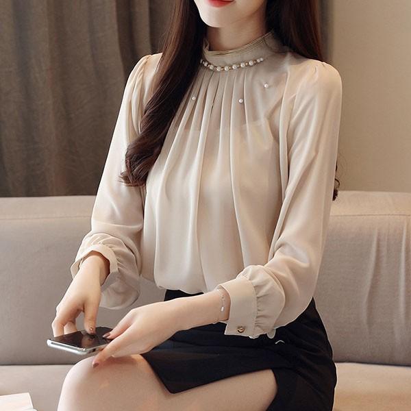 ブラウス レディース おしゃれ オフィス トップス シャツ 長袖 春秋 シフォン 立ち襟 シンプル 40代 きれいめ 大きいサイズ フォーマル 通勤 上品 着痩せ 新品 Y アユストア 通販 Yahoo ショッピング