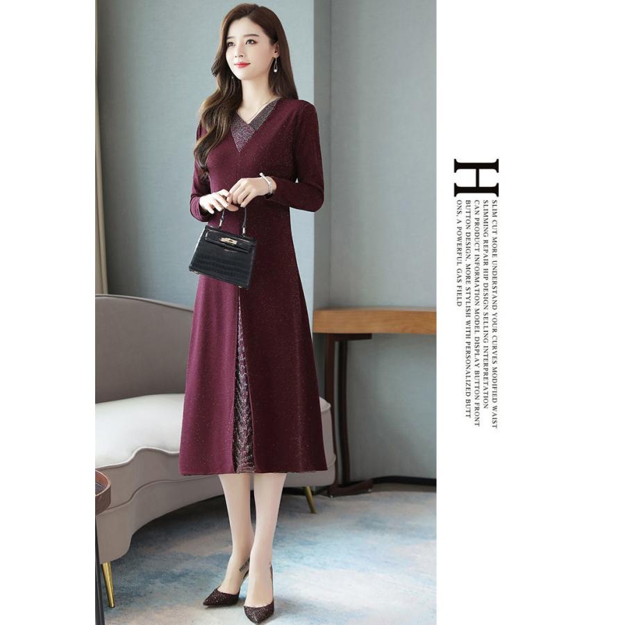 ワンピース レディース 40代 きれいめ 長袖 上品 秋冬 秋服 膝丈ワンピース Vネック 無地 大きいサイズ パーティードレス 韓国風 おしゃれ 通勤 着痩せ Ol 新品 Y アユストア 通販 Yahoo ショッピング