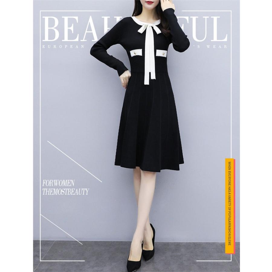 ワンピース レディース 40代 秋冬 長袖 きれいめ 上品 ニットワンピース 膝丈ワンピース Aライン 大きいサイズ パーティードレス 韓国風 おしゃれ 通勤 着痩せ Y アユストア 通販 Yahoo ショッピング