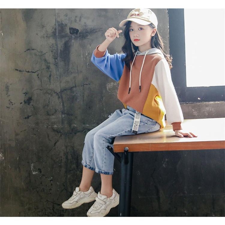 特別送料無料!】 セール 女の子 上下セット 110 トレーナー デニムパンツ 韓国子供服 トレーナーデニムパンツ セット