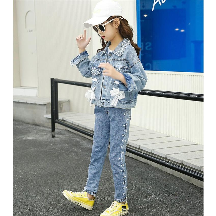 子供服 セットアップ キッズ 女の子 長袖 春秋 2点セット アウター デニムジャケット デニムパンツ 長ズボン 韓国子供服 ジュニア おしゃれ 可愛い 新品 160cm Y アユストア 通販 Yahoo ショッピング