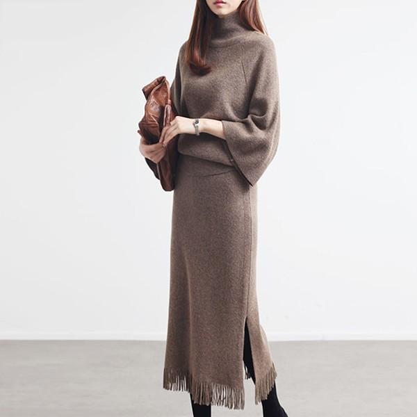 1252円 日本人気超絶の セットアップ レディース 長袖 秋冬 40代 30代 カジュアル 2点セット 上下セット ニットセーター 膝丈スカート 大きいサイズ おしゃれ 上品 着痩せ 通勤 新品