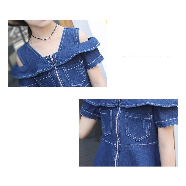 子供服 ワンピース 半袖 春夏 女の子 キッズワンピース 薄手 デニムワンピース 肩出し チュニック 子供ドレス ジュニア おしゃれ 可愛い 涼しい 海辺 新品 150 Y4529 アユストア 通販 Yahoo ショッピング