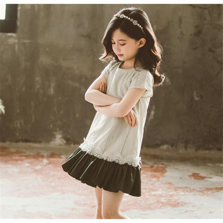子供服 ワンピース 春夏 女の子 キッズワンピース 半袖 膝丈ワンピース フリル チュニック 子供ドレス ジュニア おしゃれ 可愛い 韓国風 カジュアル 新品 150cm Y アユストア 通販 Yahoo ショッピング