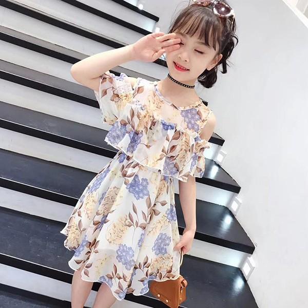718円 特価 子供服 ワンピース 夏 女の子 キッズワンピース 半袖 シフォンワンピース 花柄 肩出し チュニック 子供ドレス ジュニア お姫様 おしゃれ カジュアル 可愛い 新品