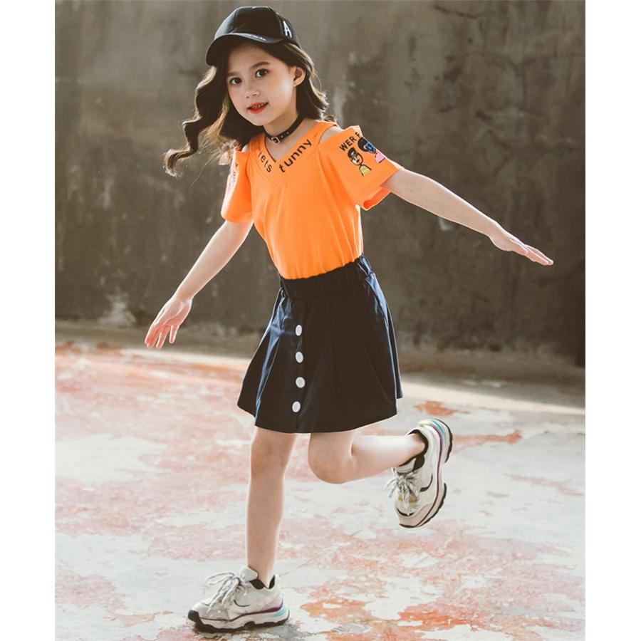 子供服 セットアップ キッズ 女の子 夏 2点セット 上下セット Tシャツ 半袖 肩出し スカート スポーツウェア ジュニア おしゃれ 可愛い カジュアル 小学生 新品 Y アユストア 通販 Yahoo ショッピング
