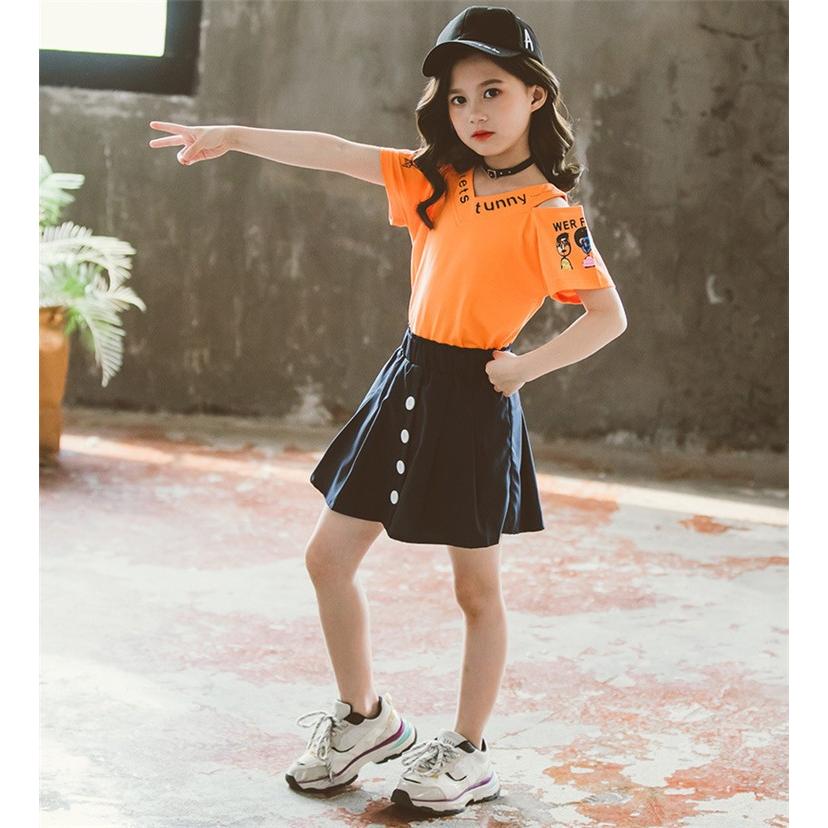 子供服 セットアップ キッズ 女の子 夏 2点セット 上下セット Tシャツ 半袖 肩出し スカート スポーツウェア ジュニア おしゃれ 可愛い カジュアル 小学生 新品 Y アユストア 通販 Yahoo ショッピング