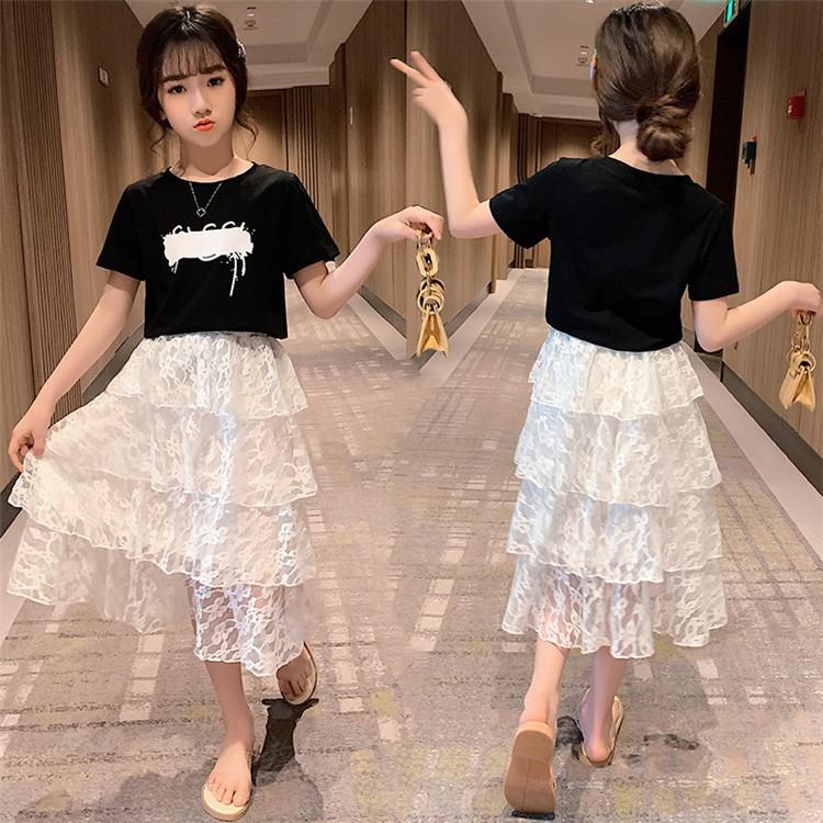 子供服 セットアップ キッズ 女の子 夏 2点セット 上下セット Tシャツ 半袖 レーススカート ロング丈 ジュニア おしゃれ 可愛い カジュアル 小学生 新品 150cm Y アユストア 通販 Yahoo ショッピング