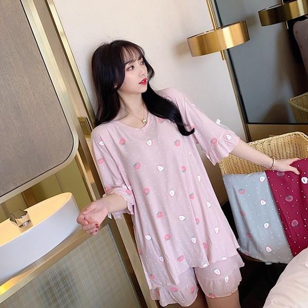 パジャマ レディース 夏 3色 半袖 綿素材 ルームウェア 2点セット Tシャツ ショートパンツ 姫系 薄手 寝巻き 部屋着 快適 体型カバー 大きいサイズ 可愛い 新品 Y アユストア 通販 Yahoo ショッピング