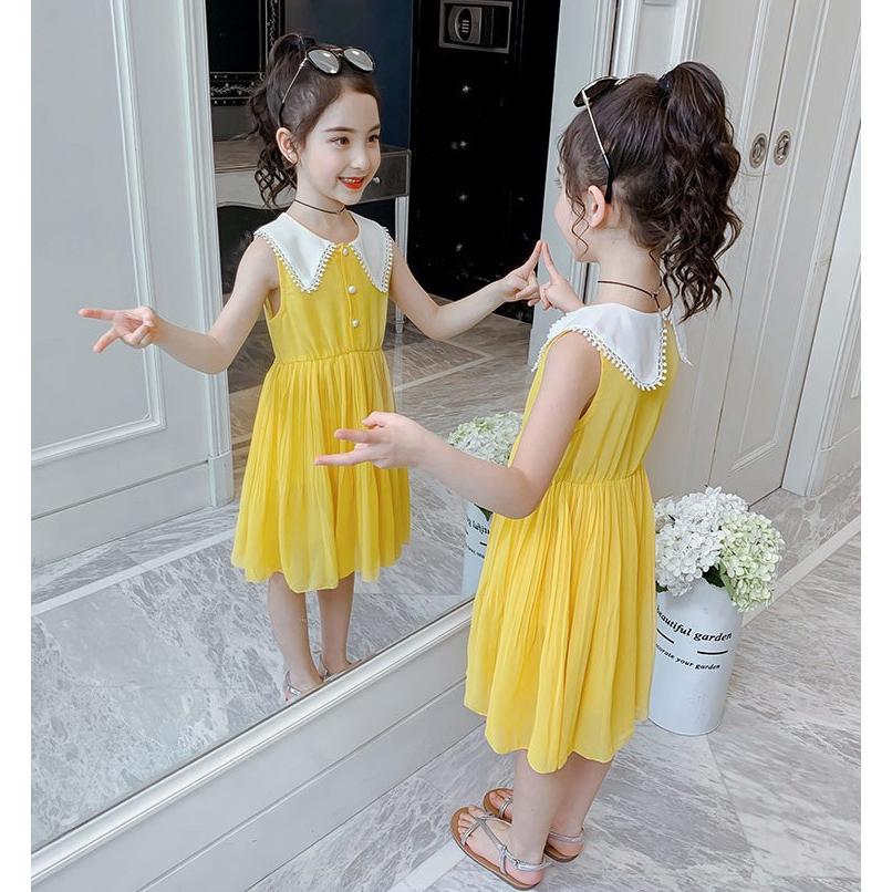 ワンピース キッズ 子供服 女の子 夏 キッズワンピース シフォンワンピース 折り襟 ノースリーブ チュニック 子供ドレス お姫様 おしゃれ カジュアル 可愛い Y アユストア 通販 Yahoo ショッピング