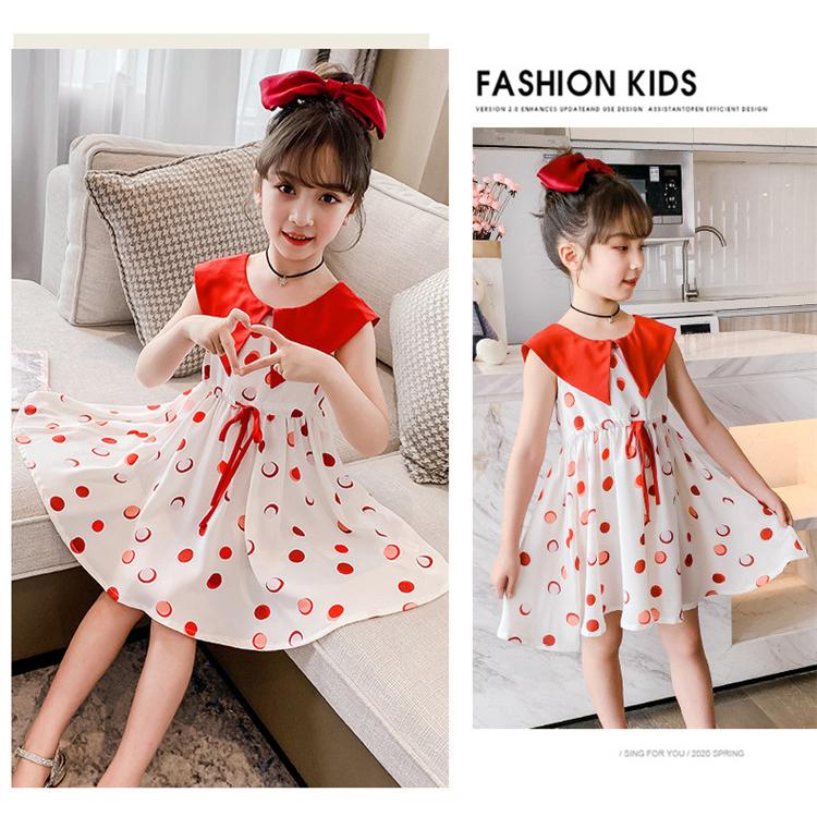 ワンピース キッズ 子供服 女の子 夏 キッズワンピース ノースリーブ 折り襟 ドット柄 チュニック 子供ドレス お姫様 おしゃれ カジュアル 可愛い 小学生 新品 Y アユストア 通販 Yahoo ショッピング