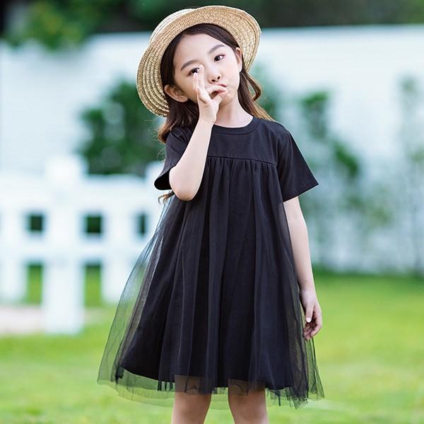 ワンピース キッズ 子供服 女の子 夏 キッズワンピース 半袖ワンピース チュール 無地 チュニック 子供ドレス お姫様 おしゃれ カジュアル 可愛い 小学生 新品 Y アユストア 通販 Yahoo ショッピング