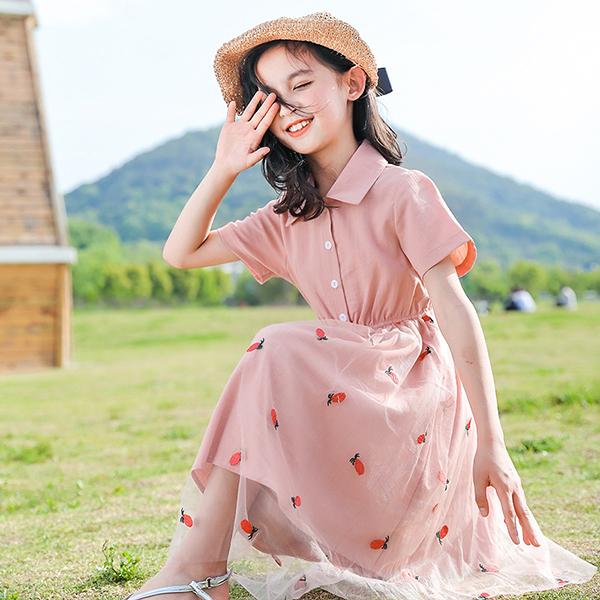 ワンピース キッズ 子供服 女の子 夏 キッズワンピース 半袖ワンピース チュール 折り襟 子供ドレス ジュニア 子ども お姫様 おしゃれ 可愛い カジュアル 新品 Y アユストア 通販 Yahoo ショッピング