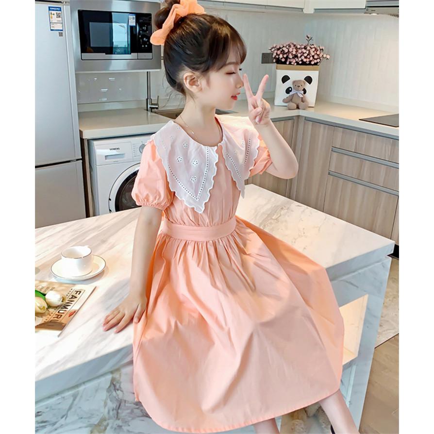 ワンピース キッズ 子供服 女の子 夏 キッズワンピース 半袖ワンピース ロング丈 折り襟 子供ドレス ジュニア 子ども お姫様 おしゃれ 可愛い カジュアル 新品 Y アユストア 通販 Yahoo ショッピング