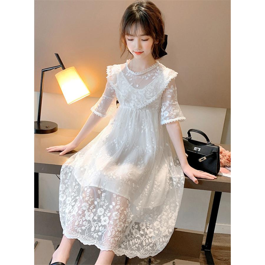 ワンピース キッズ 子供服 女の子 夏 キッズワンピース 親子ペア レースワンピース 半袖 子供ドレス ジュニア 子ども お姫様 おしゃれ 可愛い カジュアル 新品 Y アユストア 通販 Yahoo ショッピング