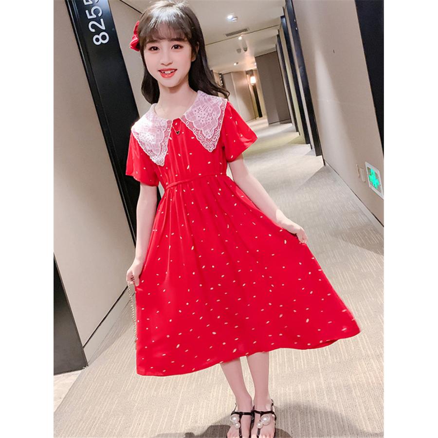 ワンピース キッズ 子供服 女の子 夏 キッズワンピース 半袖ワンピース ロング ドット柄 子供ドレス ジュニア 子ども お姫様 おしゃれ 可愛い カジュアル 新品 Y アユストア 通販 Yahoo ショッピング