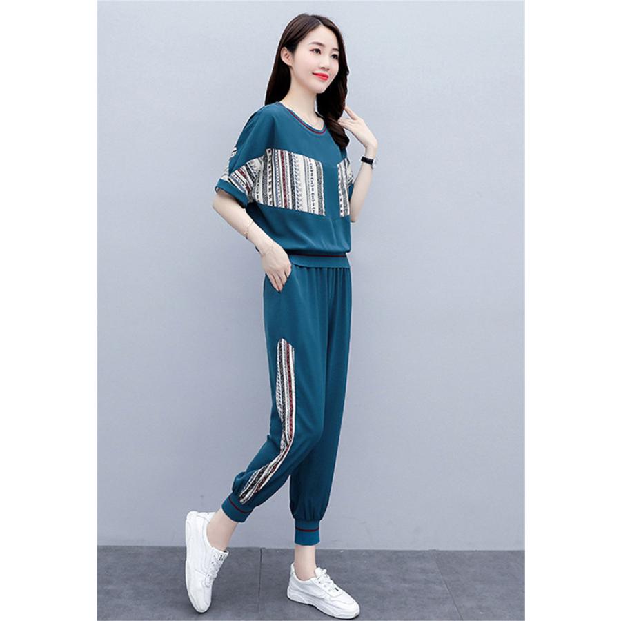ジャージ レディース 上下 セット 夏 おしやれ スウェット セットアップ 40代 Tシャツ 半袖 九分丈パンツ 薄手 部屋着 スポーツウェア 大きいサイズ 着痩せ 新品 Y アユストア 通販 Yahoo ショッピング