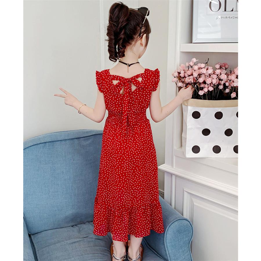 ワンピース キッズ 子供服 女の子 夏 キッズワンピース シフォンワンピース ドット柄 ロング 子供ドレス ジュニア 子ども お姫様 おしゃれ 可愛い カジュアル Y アユストア 通販 Yahoo ショッピング